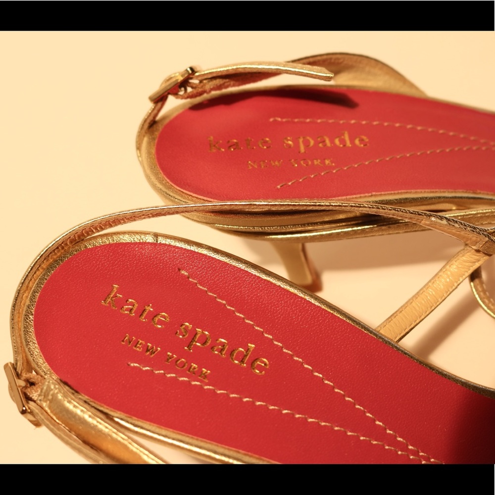 Kate Spade - Gold Strappy Heels Formal Shoes - Picture 6 of 7